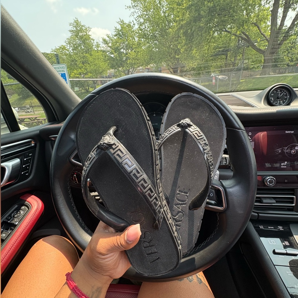 Black Versace Flip Flops